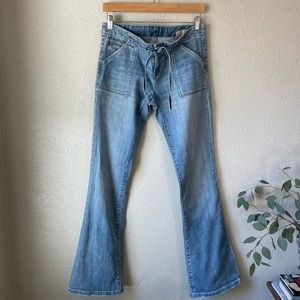 Gap Jeans Vintage Y2K Low Rise Boot Cut Tie Waist Utility Pocket - Medium Wash 8